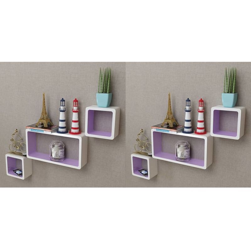 

Estanterías de cubos para pared 6 unidades blanco y violeta - Hommoo