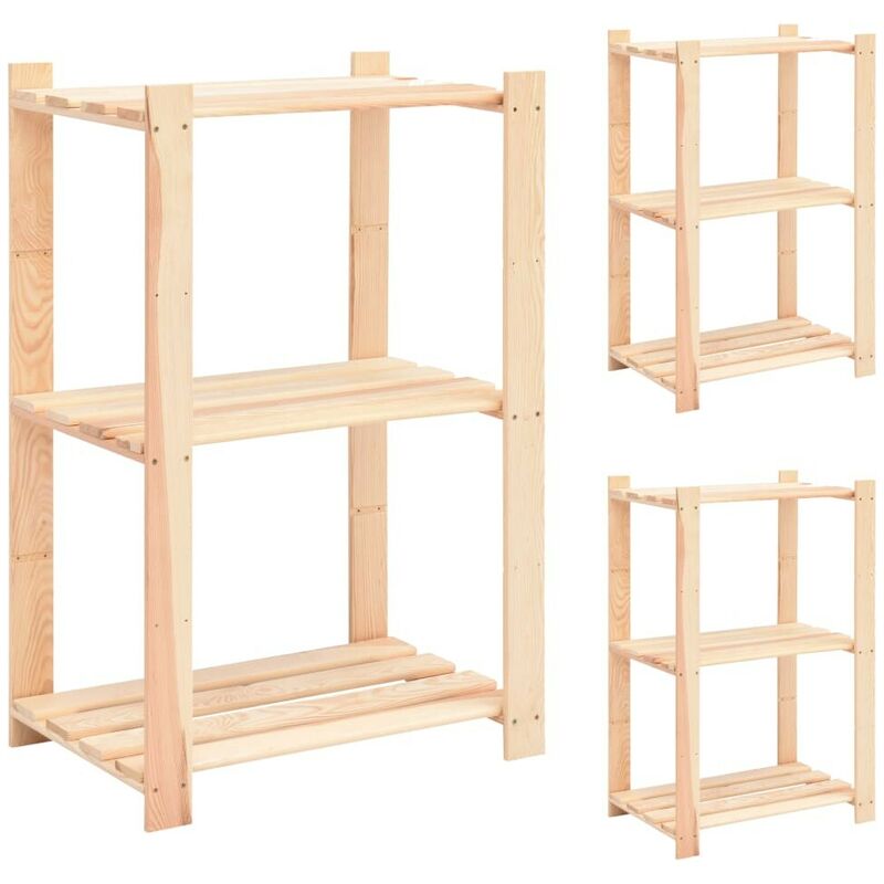 

Hommoo Estantería 3 niveles 3 unidades madera pino maciza 150 kg