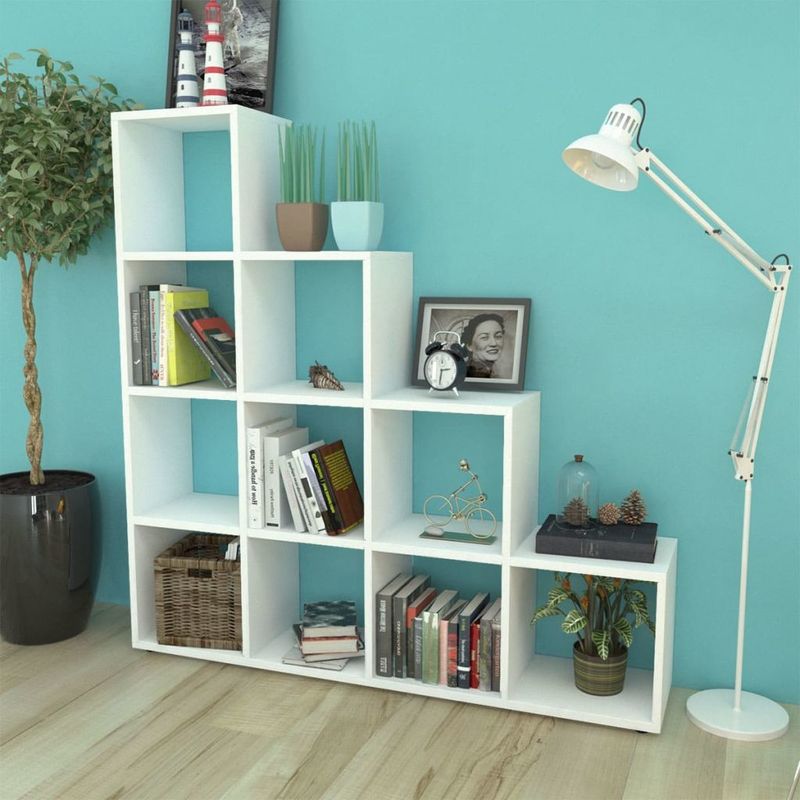 

Estantería librería en forma de escalera 142 cm blanca - Hommoo