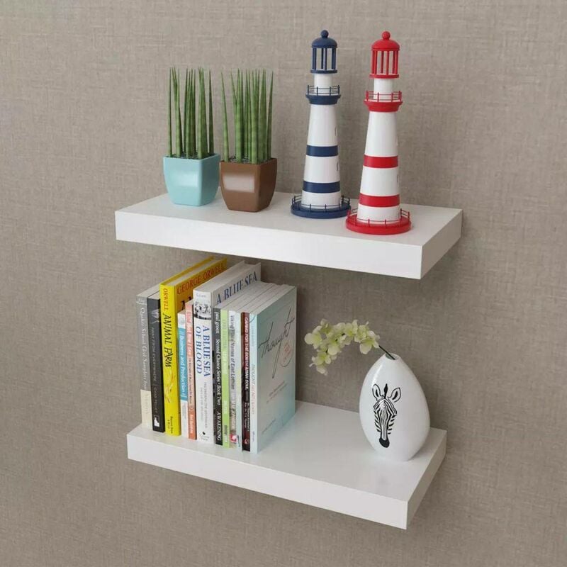 

Estantes de pared flotante 2 unidades MDF blanco - Hommoo