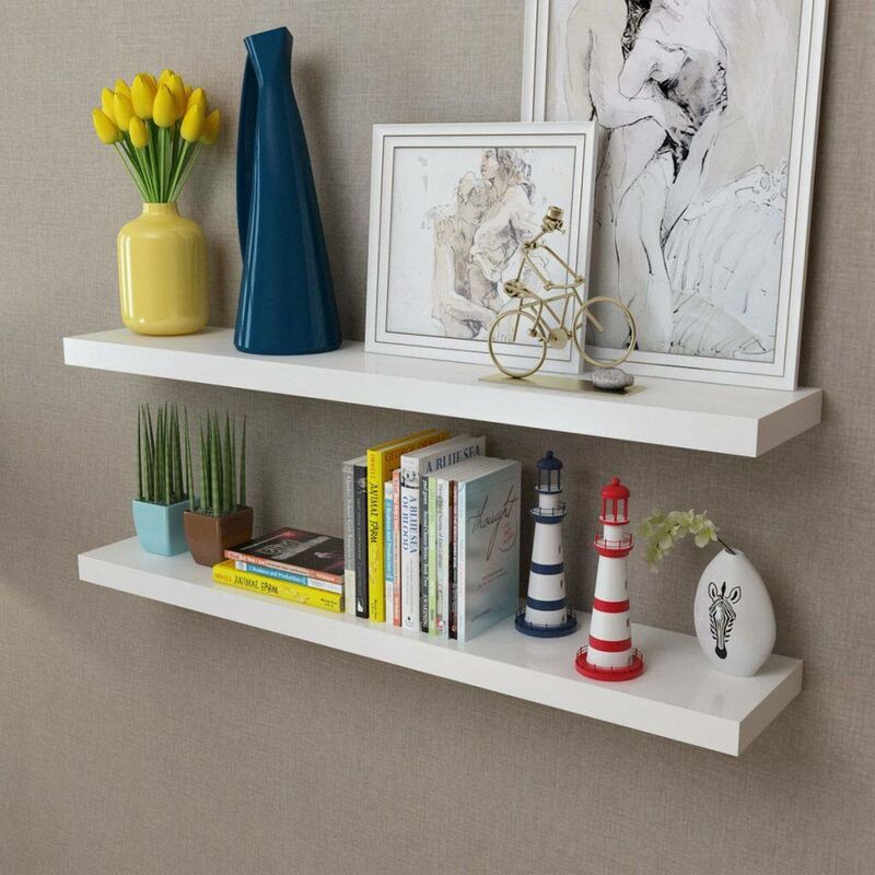 

Estantes de pared flotante 2 unidades MDF blanco - Hommoo