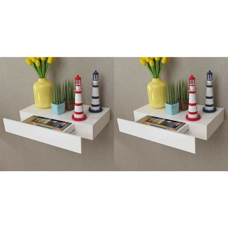 

Hommoo Estantes de pared flotantes con cajones 2 uds blanco 48 cm