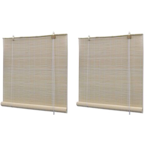 Hommoo Estores enrollables 2 unidades bamb&uacute natural 120x160 cm
