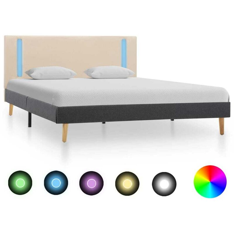 

Estructura cama con LED tela color crema gris oscuro 140x200 cm - Hommoo