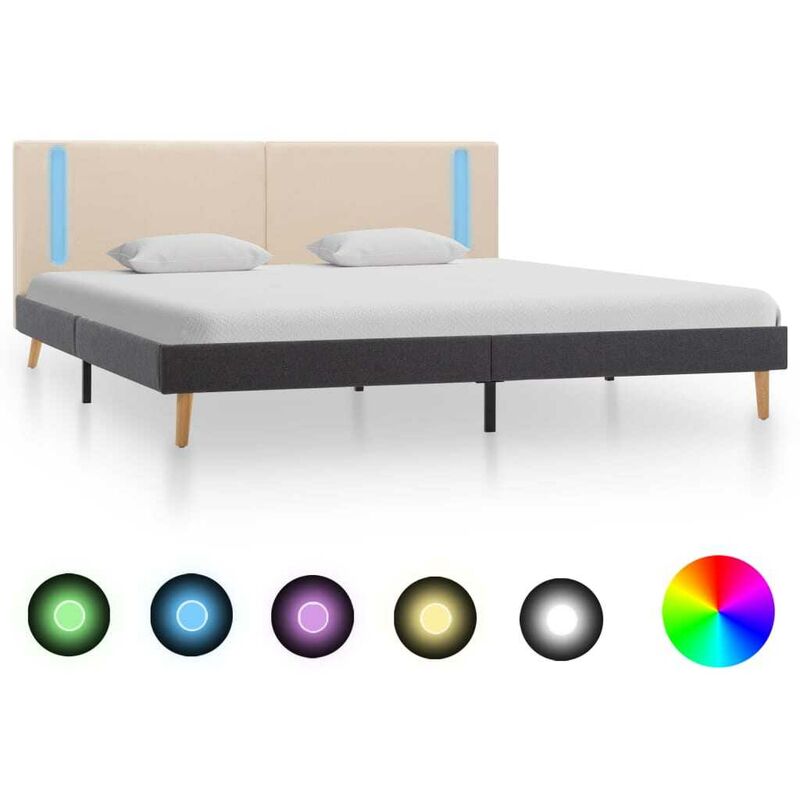 

Estructura cama con LED tela color crema gris oscuro 160x200 cm - Hommoo