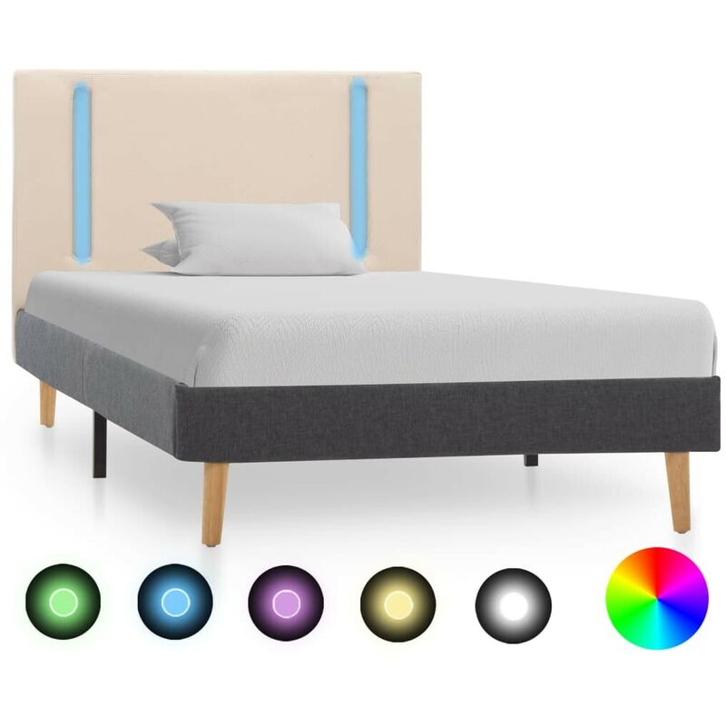 

Estructura cama con LED tela color crema gris oscuro 90x200 cm - Hommoo