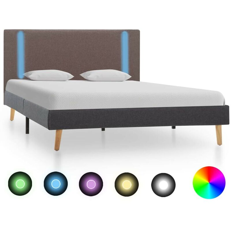 

Estructura cama con LED tela gris taupe y gris oscuro 120x200cm - Hommoo