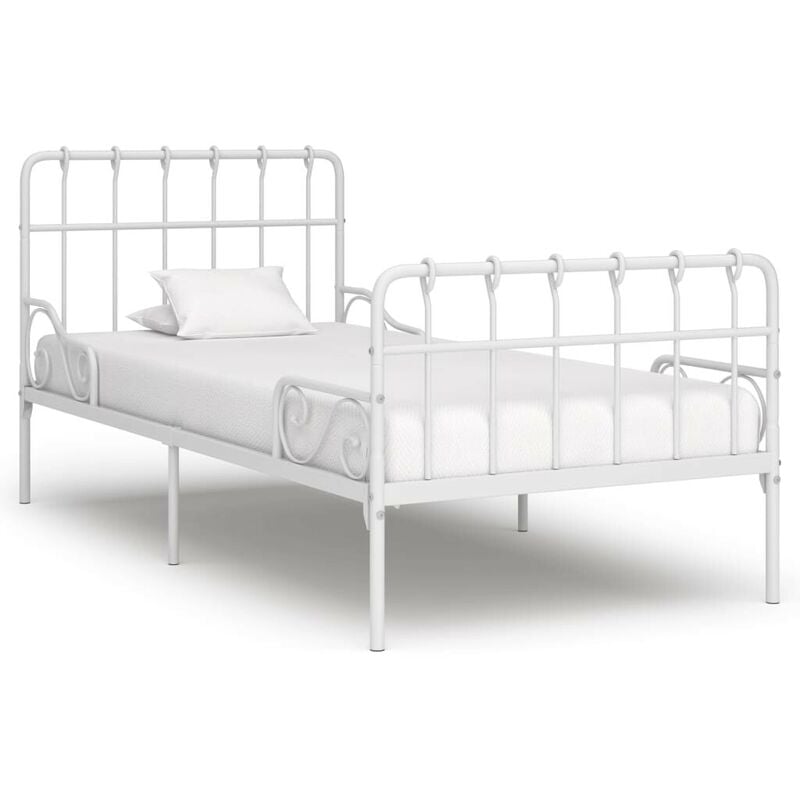 

Estructura de cama con base de listones metal blanco 100x200 cm - Hommoo