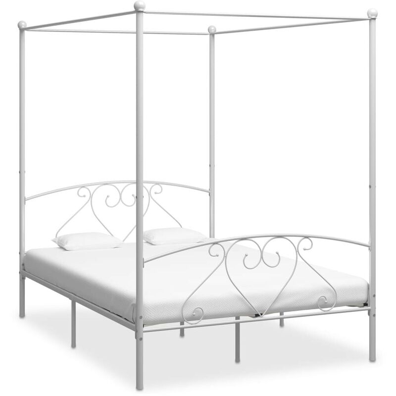 

Hommoo Estructura de cama con dosel metal blanco 140x200 cm