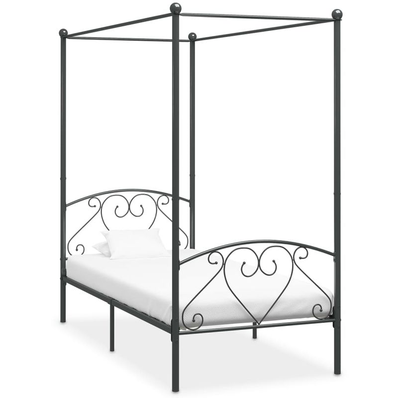 

Estructura de cama con dosel metal gris 100x200 cm - Hommoo