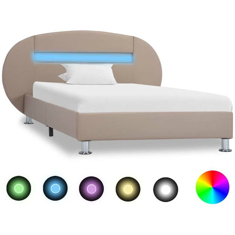 

Estructura de cama con LED cuero sintético capuchino 100x200 cm - Hommoo