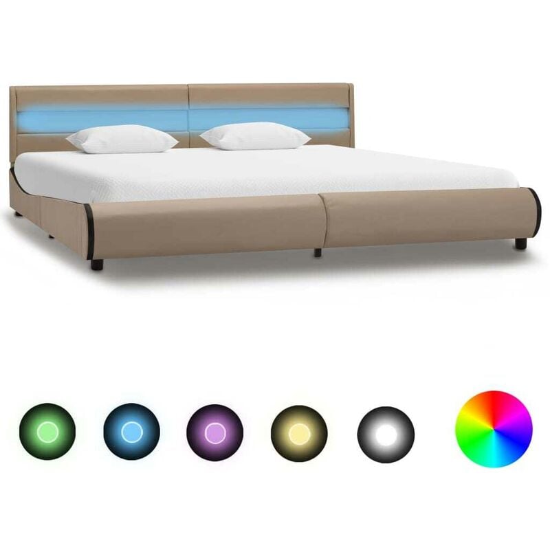 

Hommoo Estructura de cama con LED cuero sintético capuchino 180x200 cm