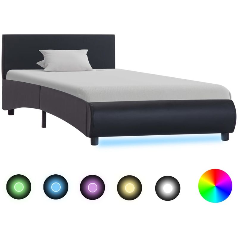 

Estructura de cama con LED cuero sintético negro 100x200 cm - Hommoo