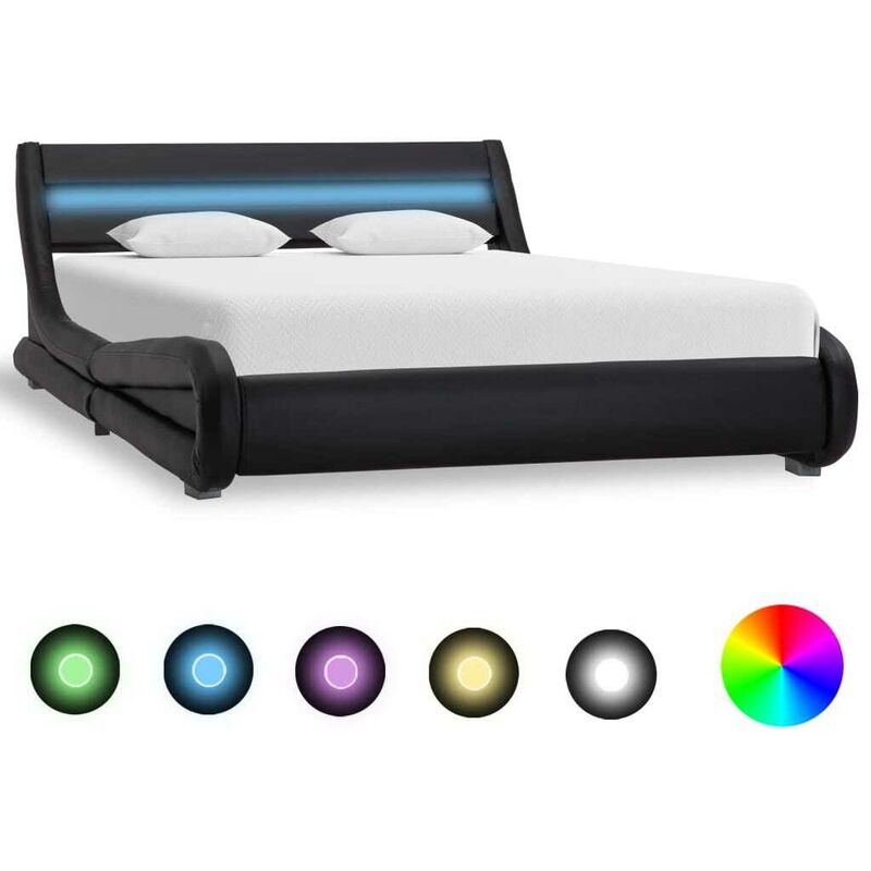 

Estructura de cama con LED cuero sintético negro 160x200 cm - Hommoo