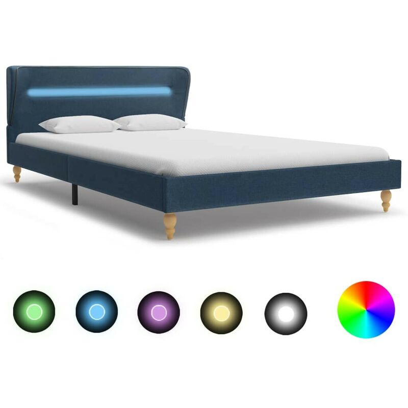 

Estructura de cama con LED tela azul 120x200 cm - Hommoo