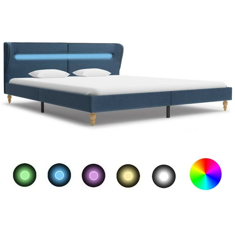 

Hommoo Estructura de cama con LED tela azul 180x200 cm