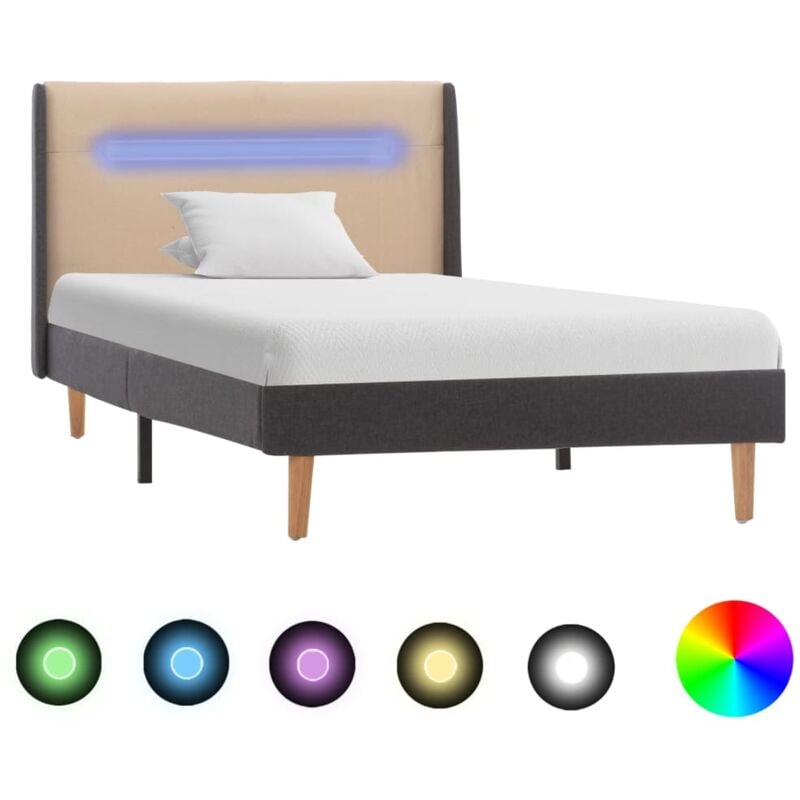 

Hommoo Estructura de cama con LED tela color crema 90x200 cm