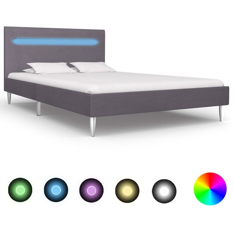 

Estructura de cama con LED tela gris 120x200 cm - Hommoo