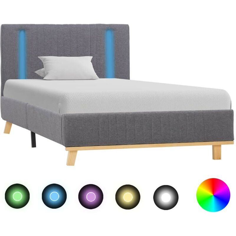 

Estructura de cama con LED tela gris claro 100x200 cm - Hommoo
