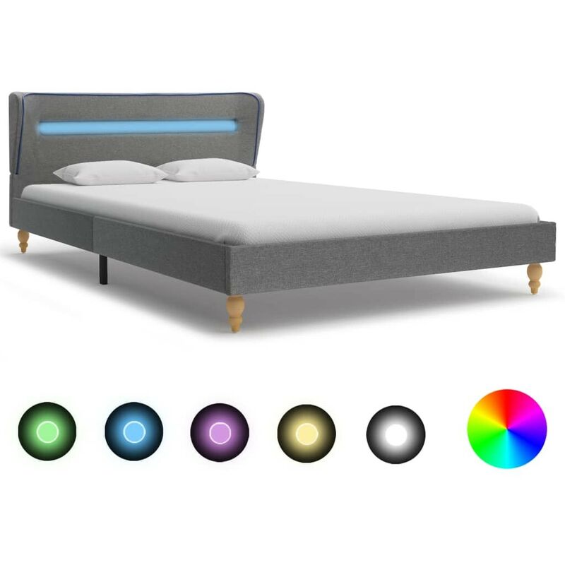 

Estructura de cama con LED tela gris claro 140x200 cm - Hommoo