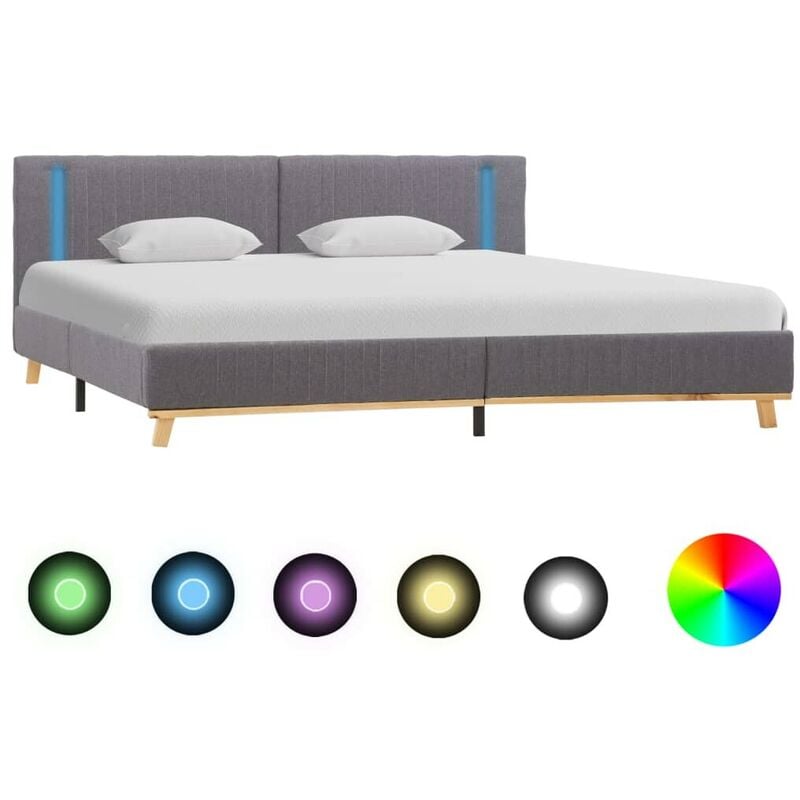 

Estructura de cama con LED tela gris claro 160x200 cm - Hommoo