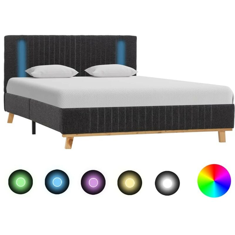 

Hommoo Estructura de cama con LED tela gris oscuro 120x200 cm