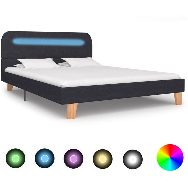 

Estructura de cama con LED tela gris oscuro 140x200 cm - Hommoo