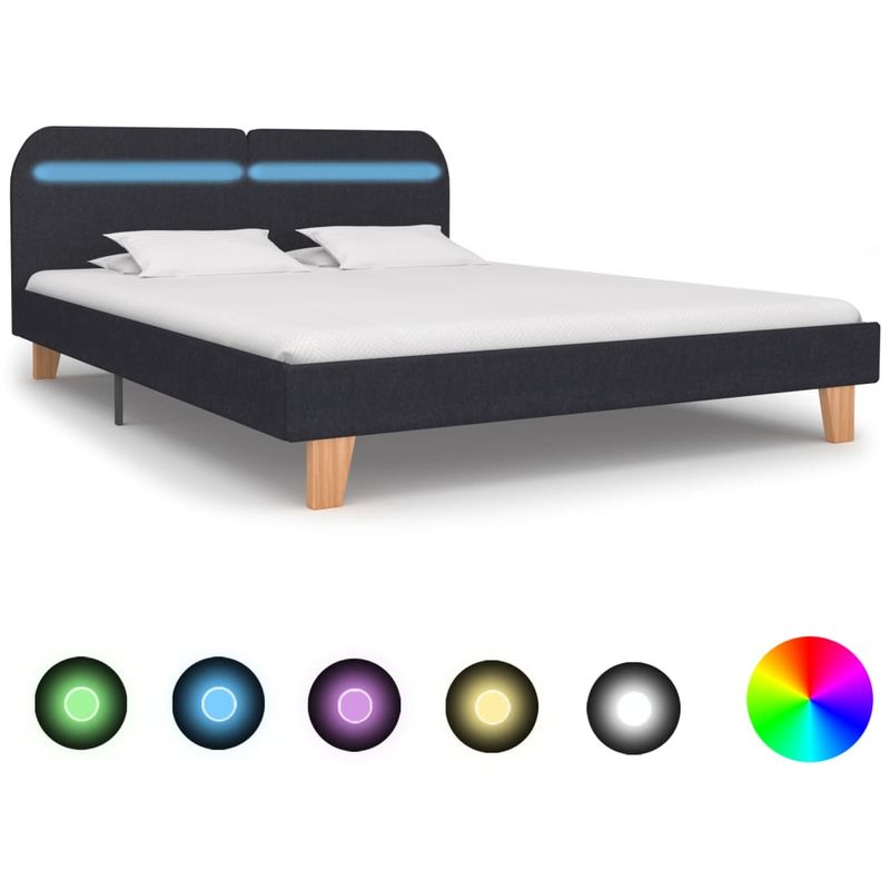 

Estructura de cama con LED tela gris oscuro 180x200 cm - Hommoo