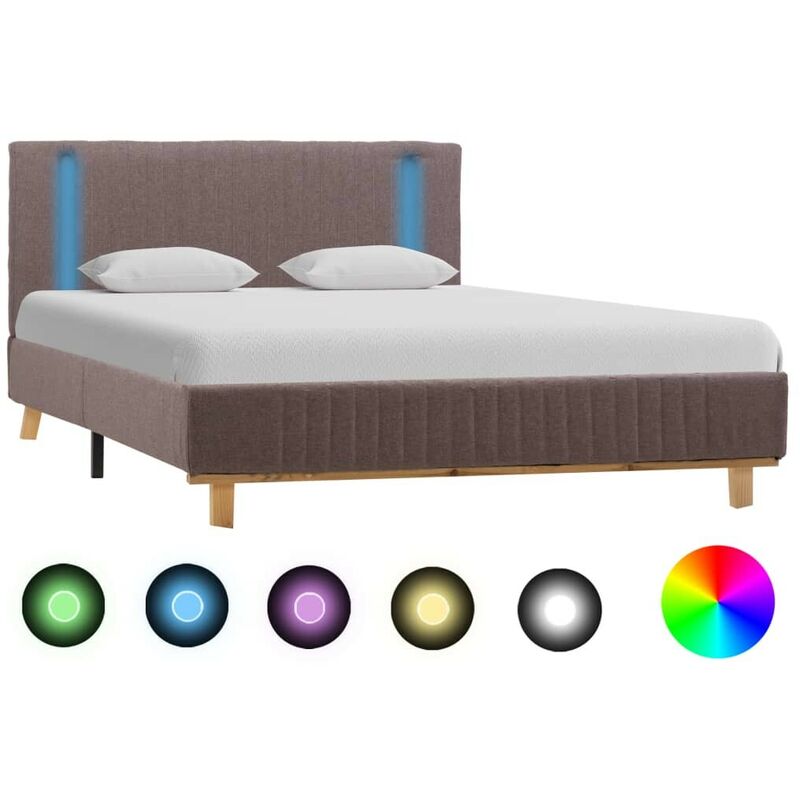 

Estructura de cama con LED tela gris topo 120x200 cm - Hommoo