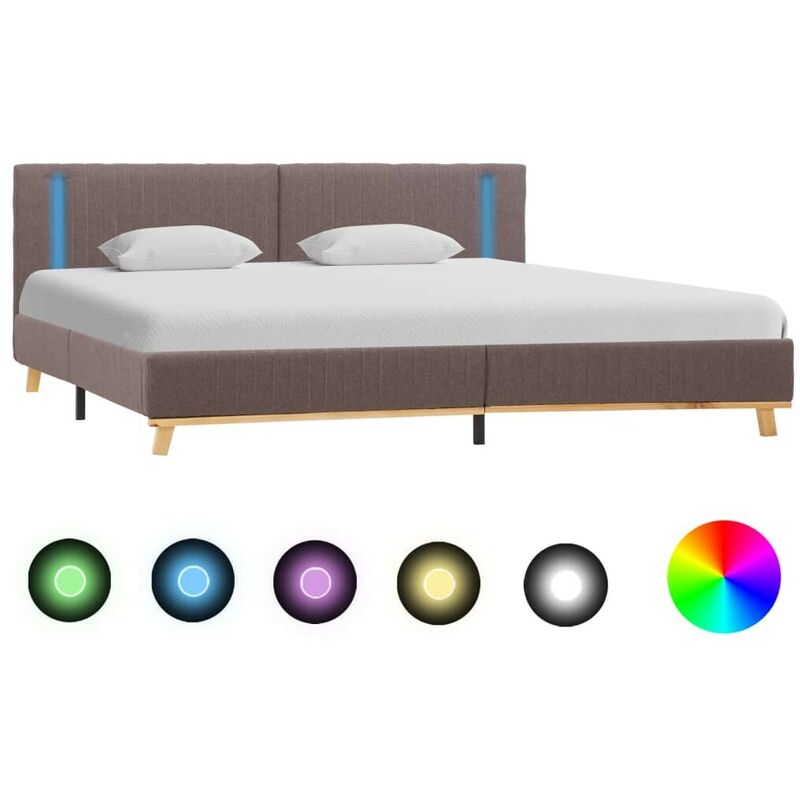 

Hommoo Estructura de cama con LED tela gris topo 160x200 cm
