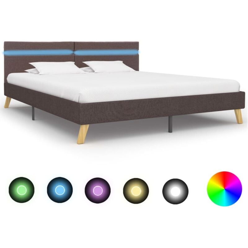 

Estructura de cama con LED tela gris topo 180x200 cm - Hommoo