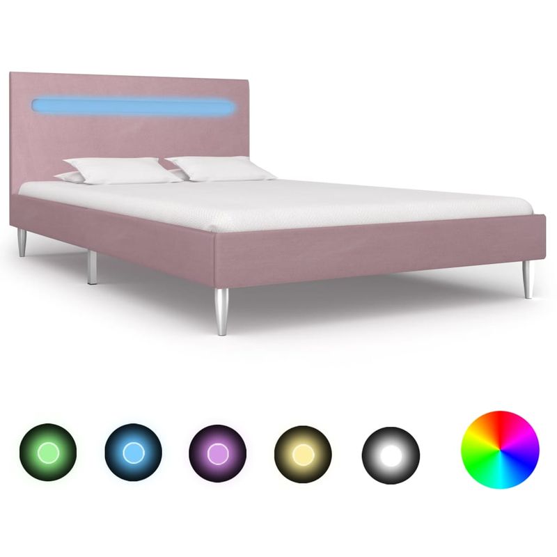 

Estructura de cama con LED tela rosa 120x200 cm - Hommoo