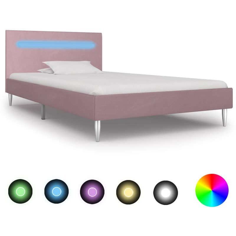 

Estructura de cama con LED tela rosa 90x200 cm - Hommoo