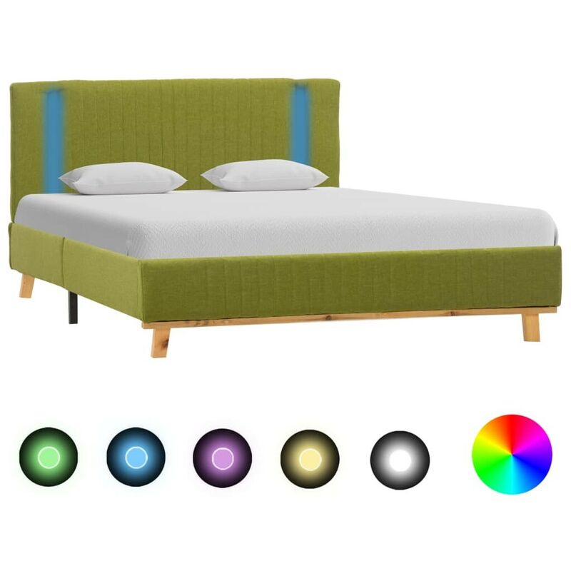 

Estructura de cama con LED tela verde 120x200 cm - Hommoo