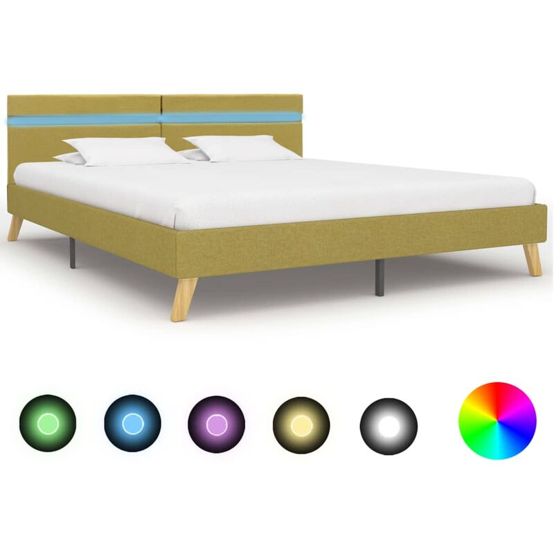 

Estructura de cama con LED tela verde 160x200 cm - Hommoo