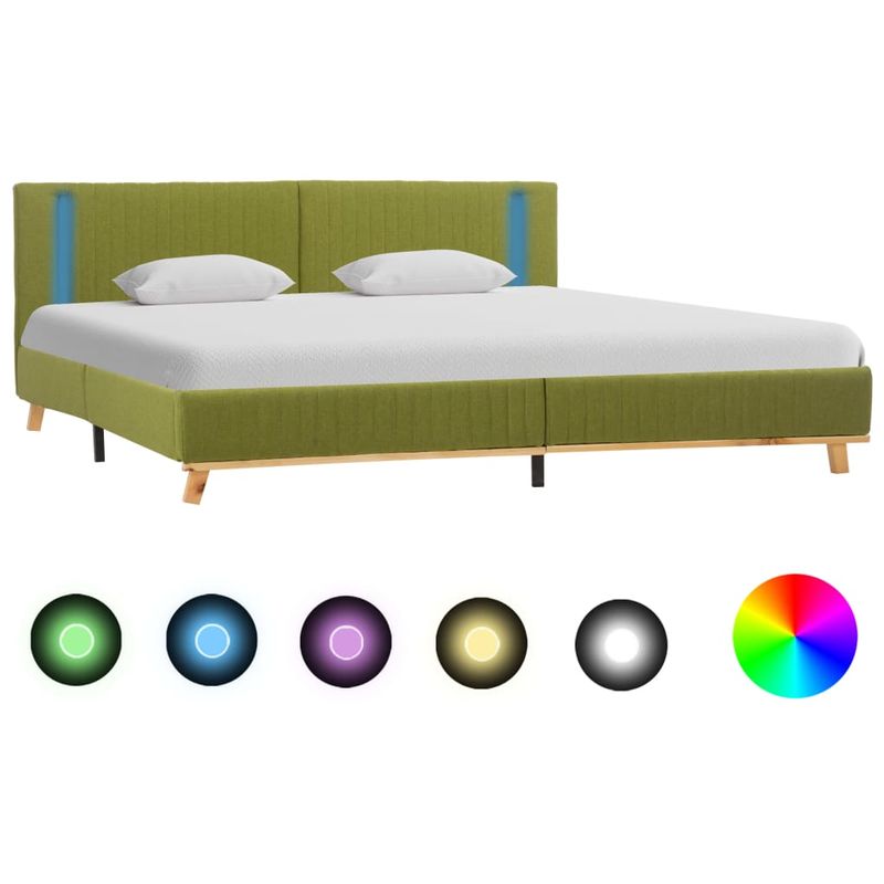 

Estructura de cama con LED tela verde 180x200 cm - Hommoo