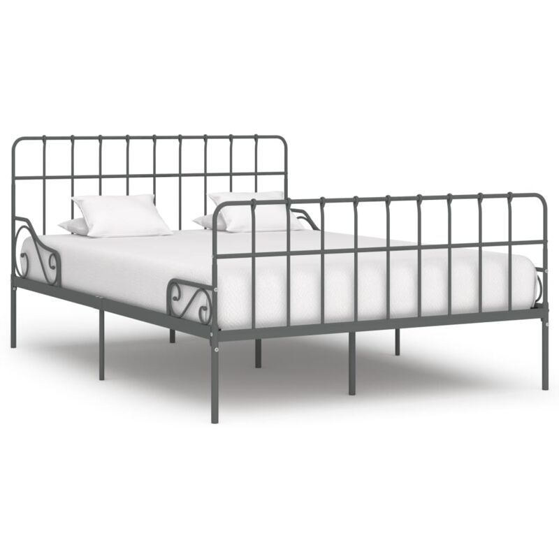 

Estructura de cama con somier metal gris 160x200 cm - Hommoo