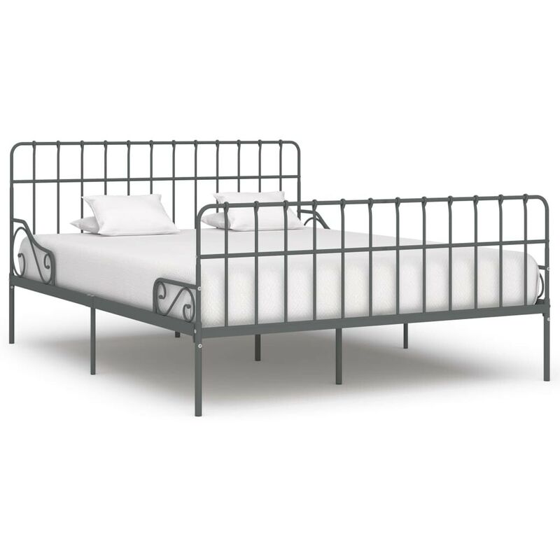 

Estructura de cama con somier metal gris 180x200 cm - Hommoo