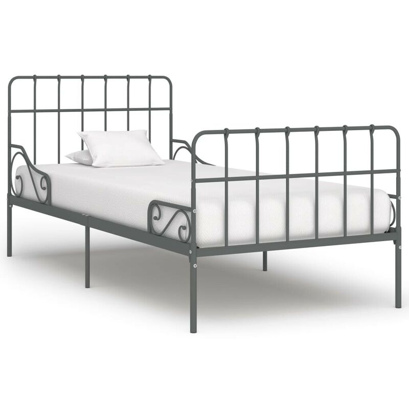 

Estructura de cama con somier metal gris 90x200 cm - Hommoo