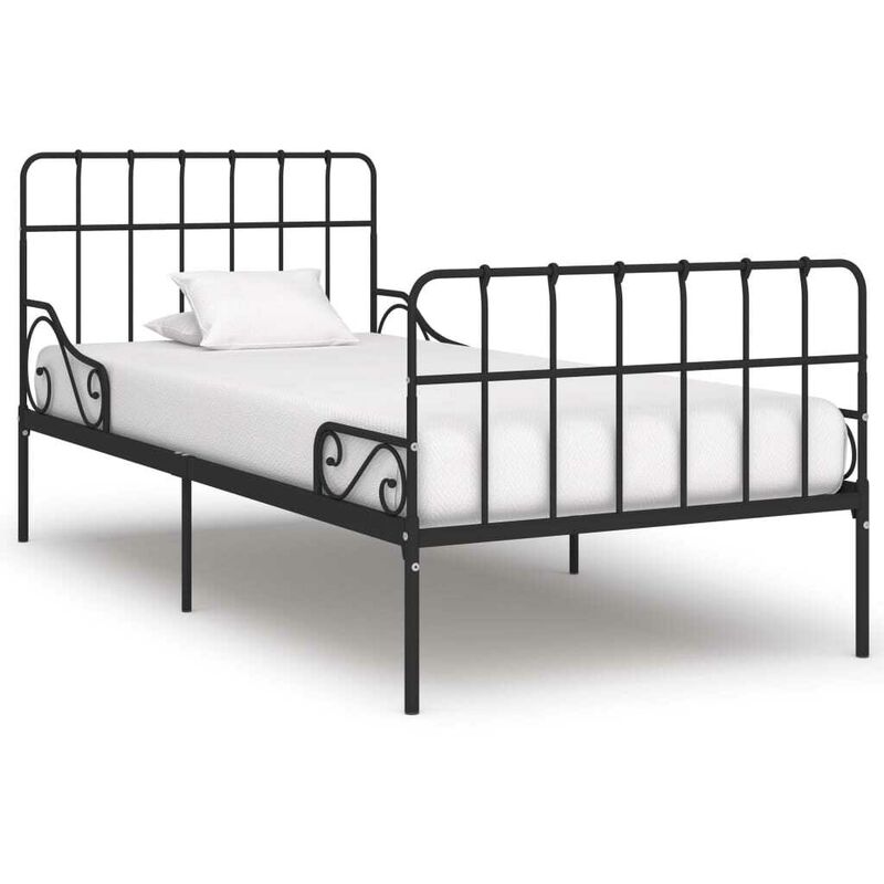 

Estructura de cama con somier metal negro 100x200 cm - Hommoo