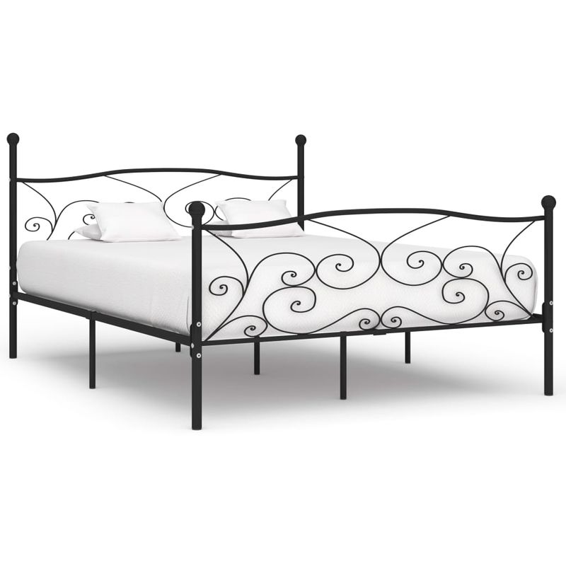 

Hommoo Estructura de cama con somier metal negro 200x200 cm