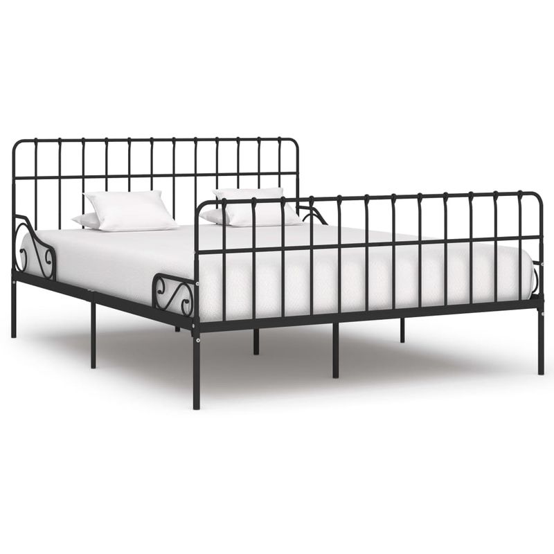 

Estructura de cama con somier metal negro 200x200 cm - Hommoo