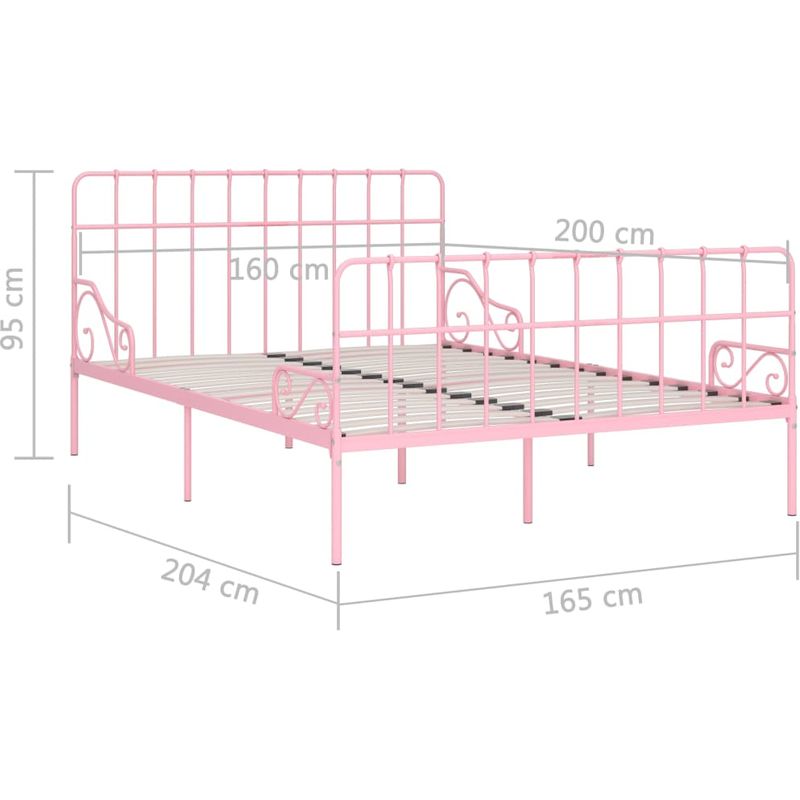 

Estructura de cama con somier metal rosa 160x200 cm - Hommoo