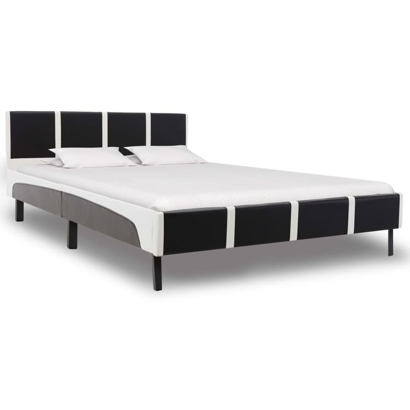 

Estructura de cama cuero sintético blanco y negro 140x200 cm - Hommoo