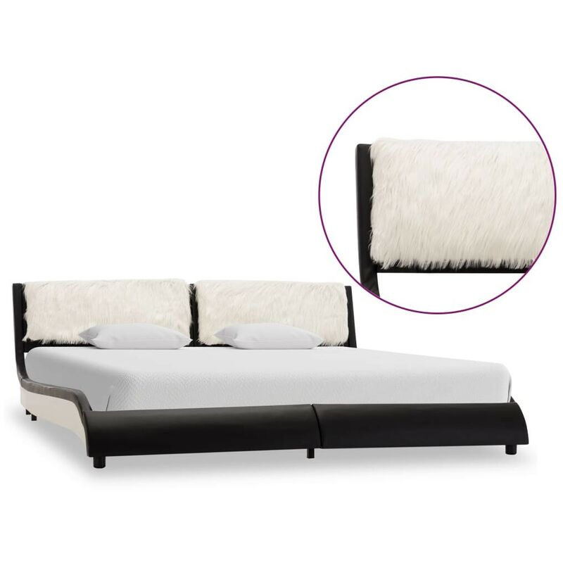 

Estructura de cama cuero sintético negro y blanco 180x200 cm - Hommoo