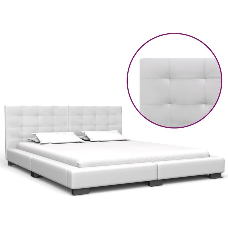 

Hommoo Estructura de cama de cuero artificial blanco 160x200 cm