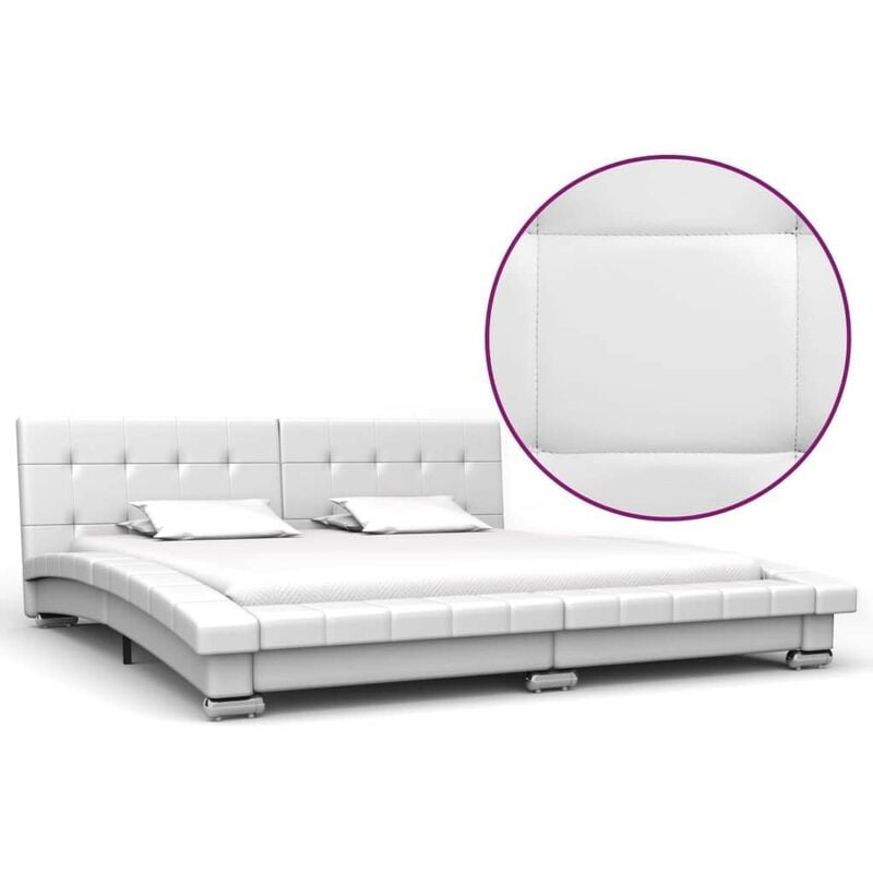 

Estructura de cama de cuero artificial blanco 200x160 cm - Hommoo