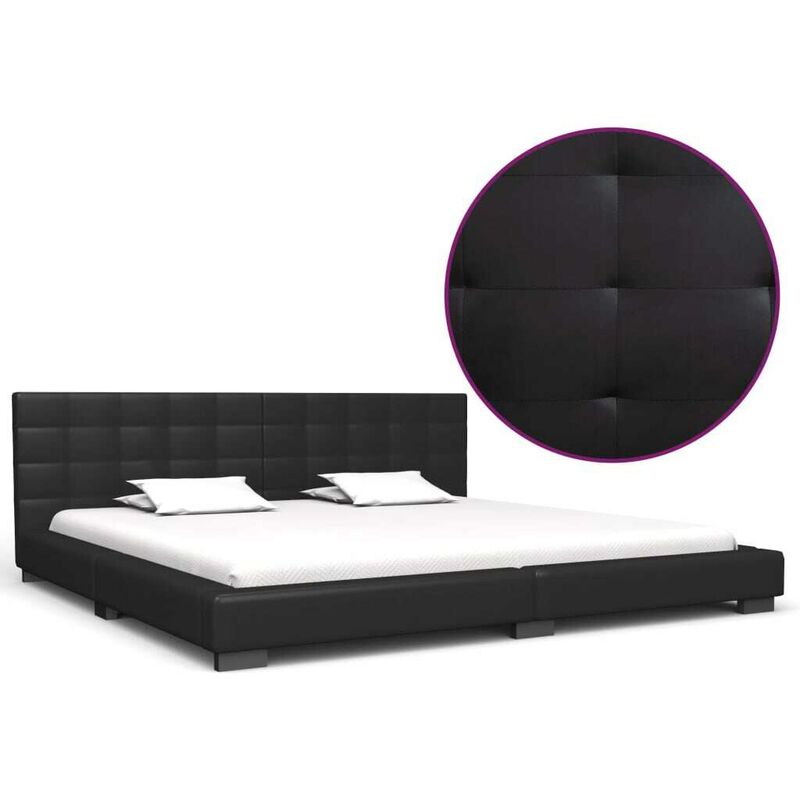 

Estructura de cama de cuero artificial negro 200x180 cm - Hommoo