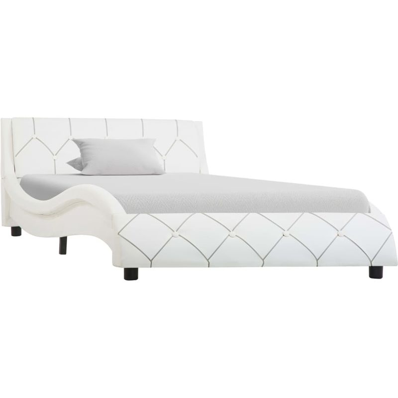 

Estructura de cama de cuero sintético blanco 100x200 cm - Hommoo