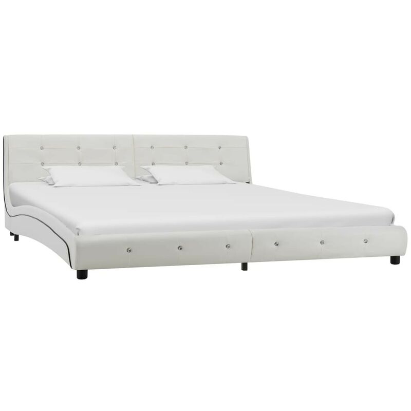 

Estructura de cama de cuero sintético blanco 180x200 cm - Hommoo